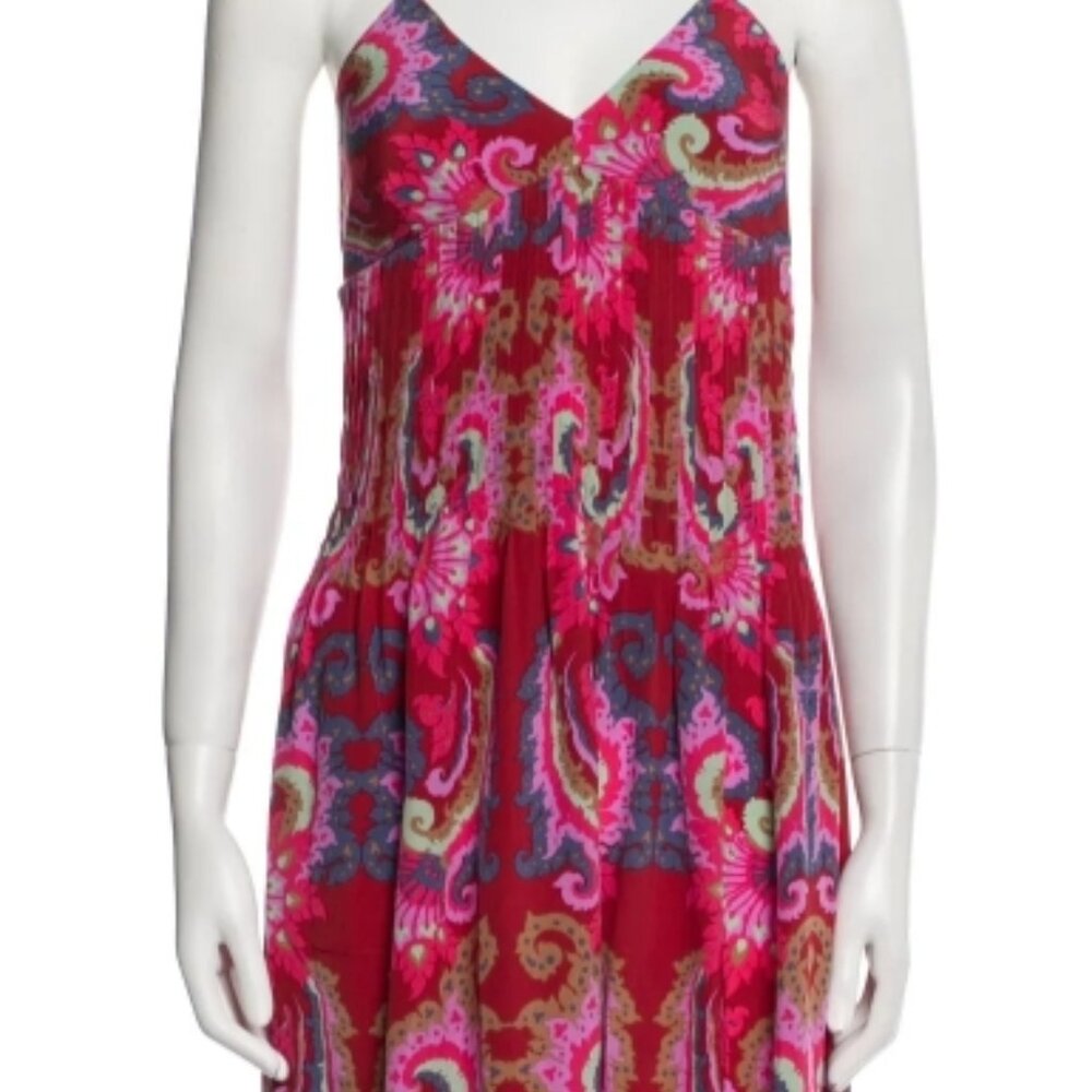 NWOT TIBI Isabella 100% Silk Paisley Pink Multi Pleated Maxi Dress S $675 - Picture 4 of 6